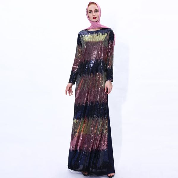 

fashion colorful sequin women muslim dress evening party kaftan abaya robe gown turkish dress islamic clothing, Red