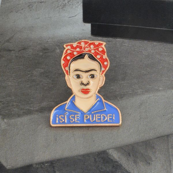 

woman with a word brow red headband cartoon brooch creative letter lapel denim coat of arms gift animal cute white pins, Gray