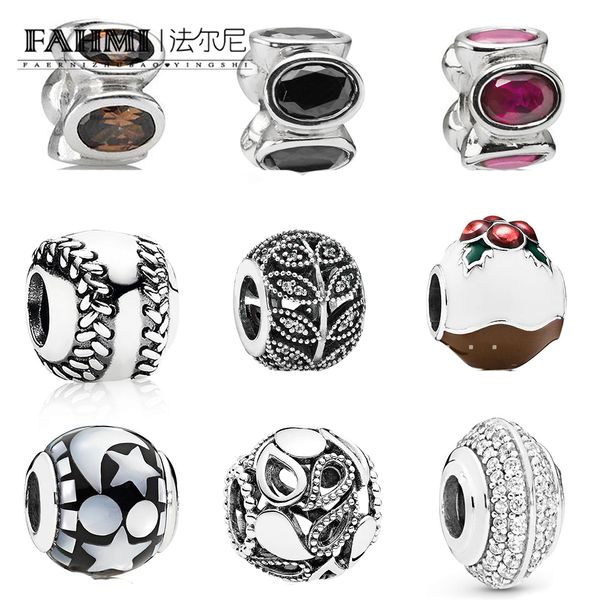 

fahmi 100%925 sterling silver sparkling leaves christmas pudding celestial mosaic teardrops sparkling pave spacer charm lady gift charm bead, Black