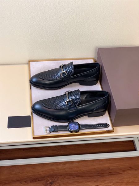 

men luxury dress shoes loafers formal shoes slip-on wedding party pointy embroidery design male fashion leather, Black