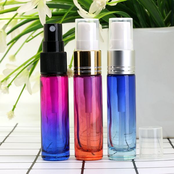 

fashion type mini glass spray bottles 10ml empty colorful refillable perfume atomizer travel parfum cosmetic containers in stocks