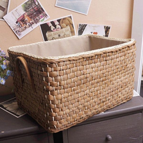 

handmade рабочего хранения корзины японский сад стиль отделки box творческий sundries канцелярские организатор шелуха кукурузы woven case