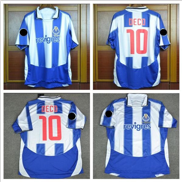 

Porto occer jer ey 2004 home men 10 deco final football hirt kit uniform, Black;gray