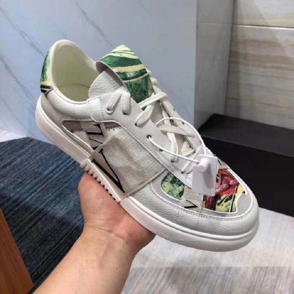 

fashion real leather handmade multicolor gradient technical fabric sneakers man women famous shoes 06 h25, Black