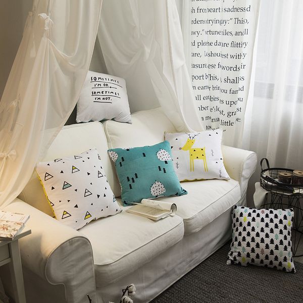 

soft velvet cushion cover double printed geometric letter white blue seat sofa decorative pillows cushions home decor pillowcase
