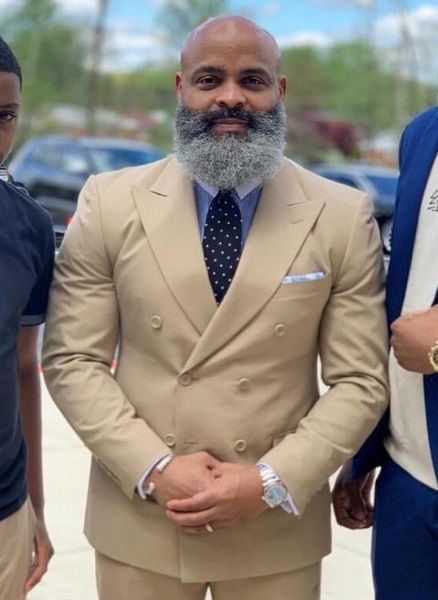 

double-breasted beige wedding men suits peak lapel two pieces business groom tuxedos (jacket+pants+tie) w1219, Black;gray