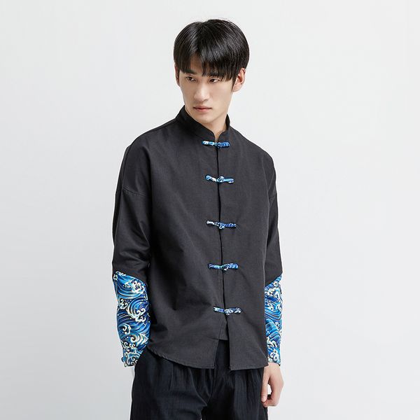 

mrdonoo spring autumn windbreaker shirt coat chinese style mandarin collar clothes bomber jacket men harajuku streetwear, Black;brown