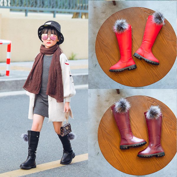 

autumn and winter new children' boots high to help girls princess boots student, Black;grey