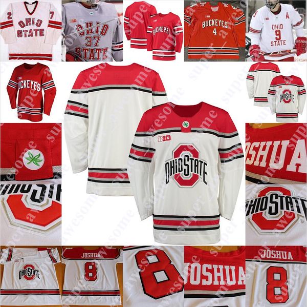 

ohio state buckeyes hockey jersey gustaf westlund tanner laczynski carson meyer ronnie hein wyatt ege quinn preston nappier gordi myer, Black;red