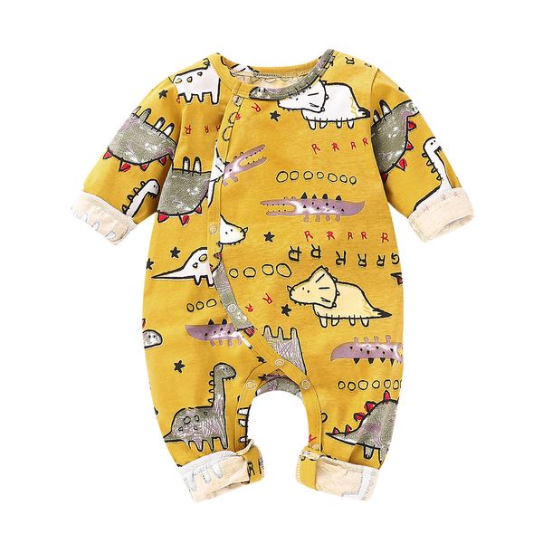 

newborn baby girl boy cotton romper one piece infant long sleeve animal printed sleeper pajamas clothes, Blue