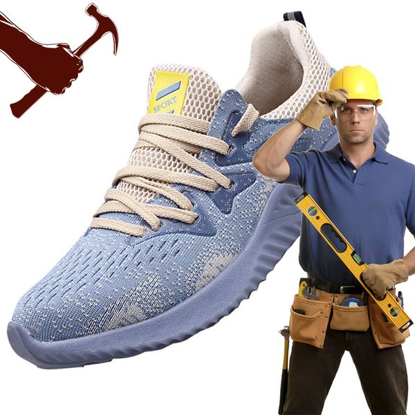 

indestructible men's fashion safety shoes steel toe breathable work shoes steel toe safety women flat sneakers outdoor f38, Black