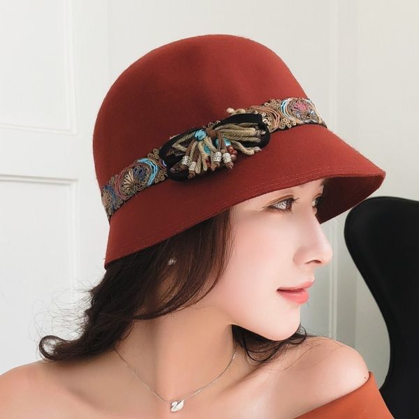 

korean casual hat woolen british dome hat female wild fisherman hat, Blue;gray