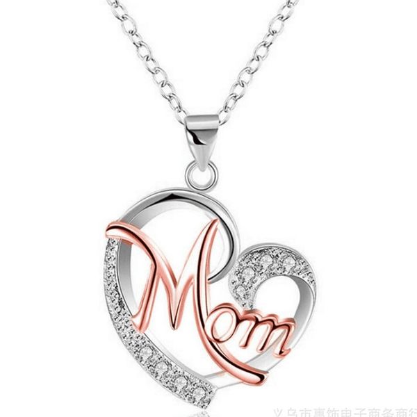

7 шт. / лот мама мама со стразами кулон ожерелье ювелирные аксессуары подарок на день матери 7 выбор цвета, Silver