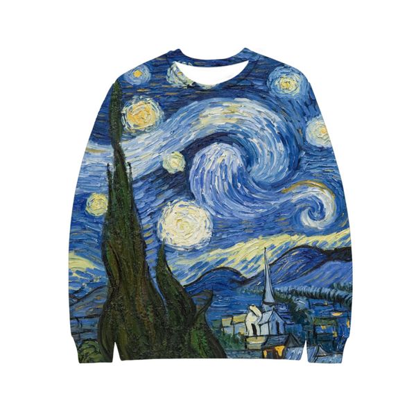 

нова мода под звездное небо ван гога оловка мђжин женин 3d пеаи 3d  длинн, Black