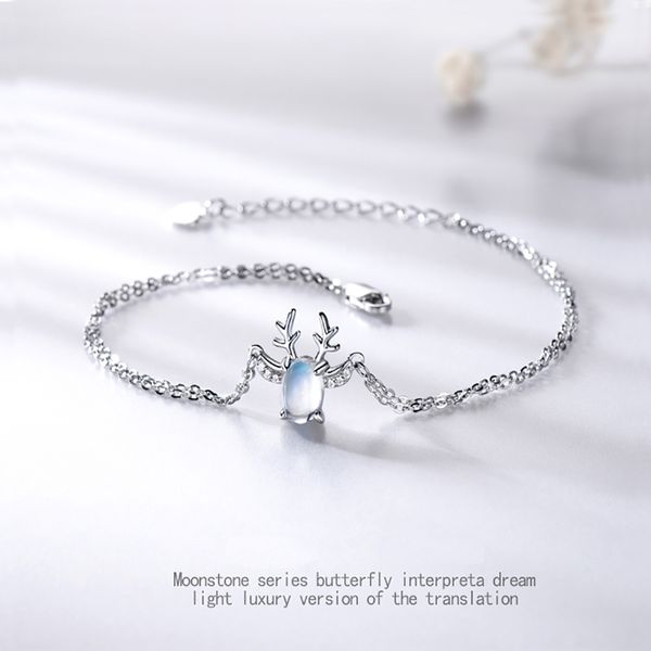 

s925 sterling silver bracelet for women have you all the way jewelry elk moonstone bracelet, Black