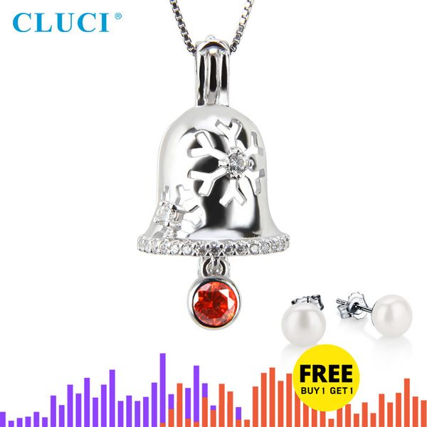 

cluci 925 silver ослепительная christams подвески подвеска серебро 925 циркон рождество белл подвеска в форме женщины ювелирные изделия перл, Golden;white