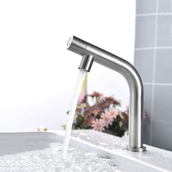 

Single Cold Basin Water Tap Stainless Steel Deck Mount Bathroom Faucet Balcony & Garden Water Tapware