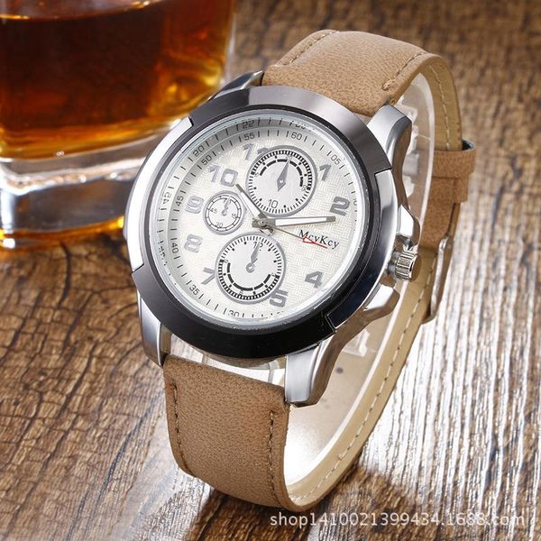 

simple business casual men's quartz watch, Slivery;brown