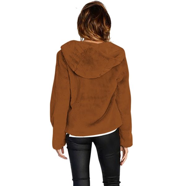 Da Donna Tinta Unita in pelliccia sintetica con cappuccio tagliata Parka invernale giacca lunga UK 8-24