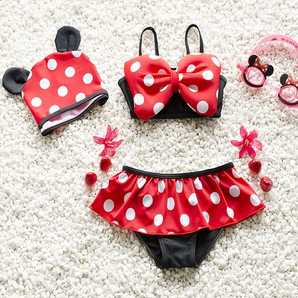 

baby swimwear lovely mouse baby kids girls bikini swimsuit new summer two pieces biquini infantil 2-7 years old