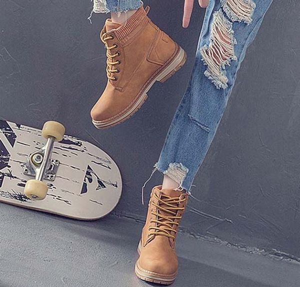 

fashion designer women boots star trail lace-up ankle boots with heavy-duty soles leisure lady boots y70, Black