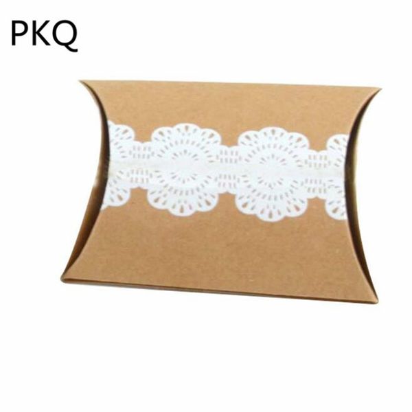 

small kraft paper pillow boxes white lace gift box kraft stroage paper packing boxes for jewelry/crafts/handmade soap packaging