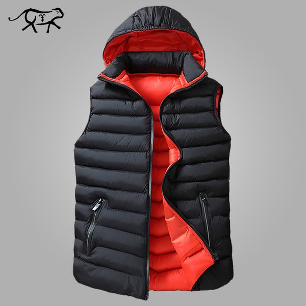 

winter sleeveless jacket men down vest men warm thick hooded coats male cotton-padded men's work waistcoat gilet homme vest 8xl, Black;white