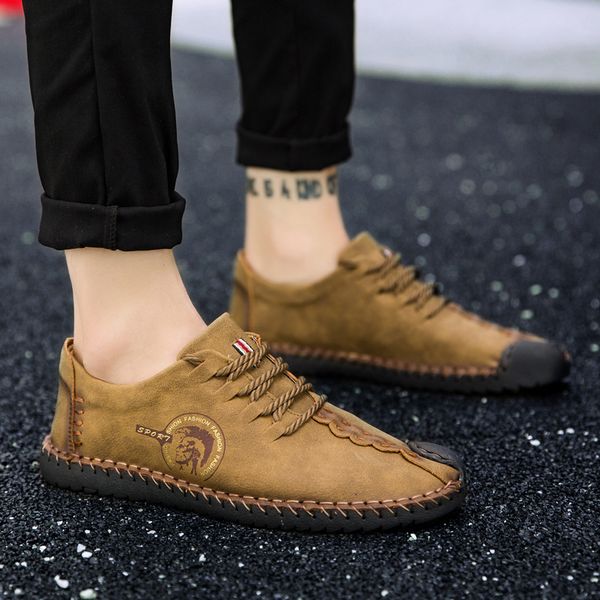 

classic comfortable men casual shoes loafers men shoes quality split leather flats moccasins plus size, Black