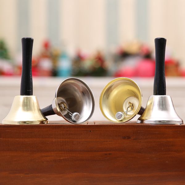 

1 pcs brass gold plated christmas xmas santa hand bells decoration celebrate party christmas bells home decoration