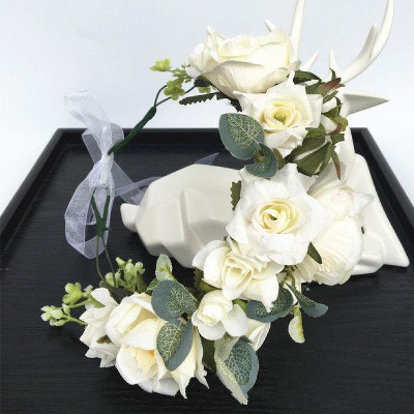 

1pc bridal hair accessories garland simulation green vine roses bride wedding p props wedding scene headdress