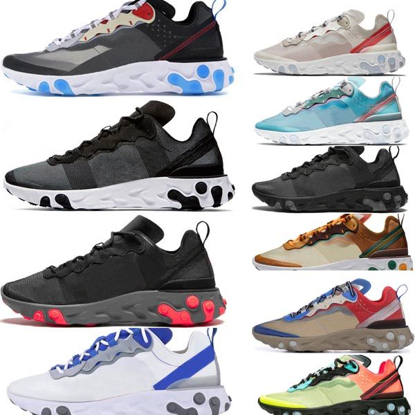 

new react element 87 55 running shoes for men women light bone hyper triple black white royal solar mens trainers sports sneaker new style