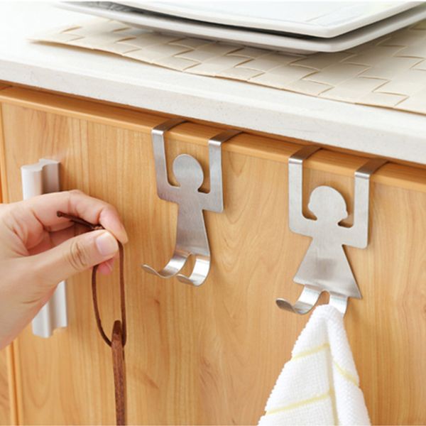 

2pc kitchen gadgets nail-cabinet door hook kitchen incognito nail storage rack without trace pocket hooks bathroom supplies