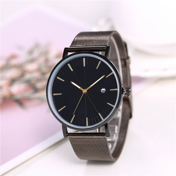 

stainless steel mesh belt ladies watch simple fashion creative ladies wristwatches creative pattern quartz watch gifts for women, Slivery;brown