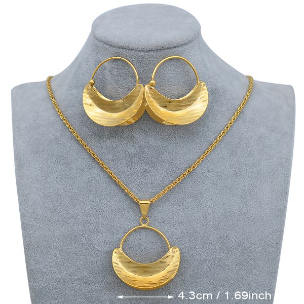 

anniyo pendant necklaces earrings african jewelry set for women girls gold color nigeria ethiopian wedding party gifts #207306 y200602, Slivery;crystal