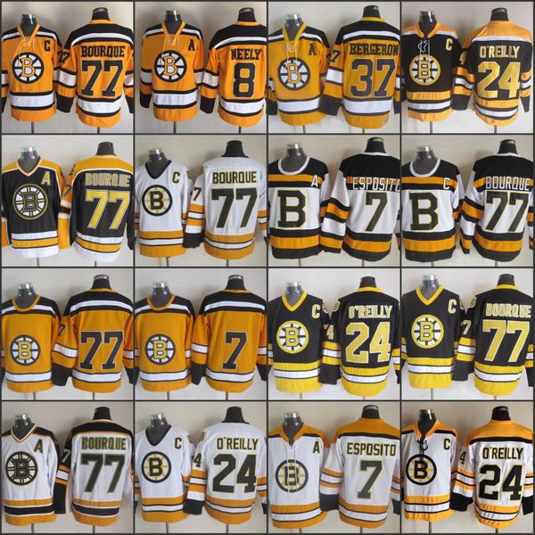 

77 Bouroue Boston Bruins Men Jersey 24 O'Reilly Jerseys 7 Chris Chelios 8 Cam Neely Adsm Oates Bobby Orr Zdeno Chara Ice Hockey Jerseys