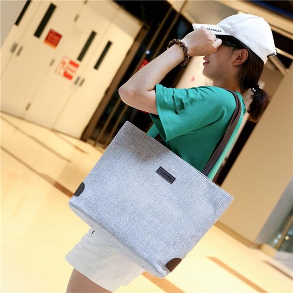 

travel shopping fashion women bag large capacity canvas tote zipper shoulder bag