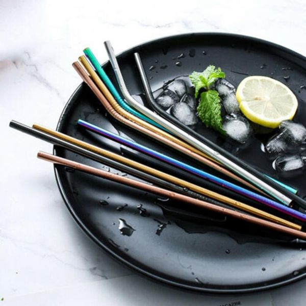 

titanium-plated colored metal straws milk drink straws stainless steel 304 stainless steel