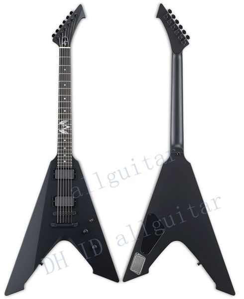 

custom heavy metallic james hetfield vulture guitar matte black flying v electric guitar satin finished active pickups 9v battery box