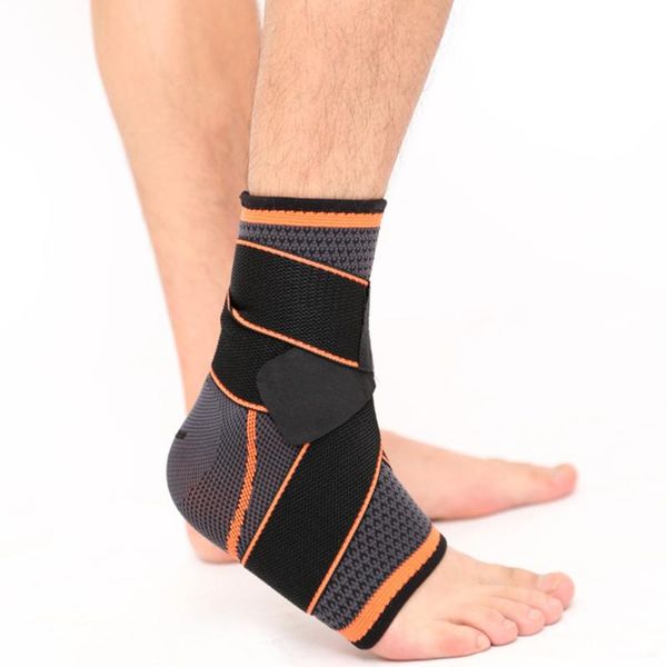 

1pc sprains support nylon protective wrap belt sports pain relief pressurized brace ankle guard elastic outdoor, Blue;black