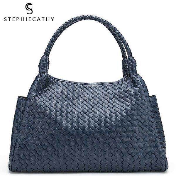 

sc handmade woven pu tote women large shoulder bag style ladies vegan leather handbag fashion hobo sac