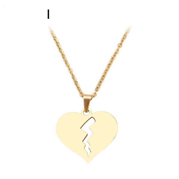 

jewelry gift stainless steel necklace for women man broken heart choker pendant necklace engagement jewelry gift, Silver
