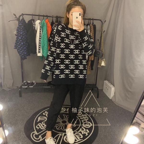 

sweater female new autumn and winter outside wear bottom unlined upper garment web celebrity with the same knit coat loose small, White;black