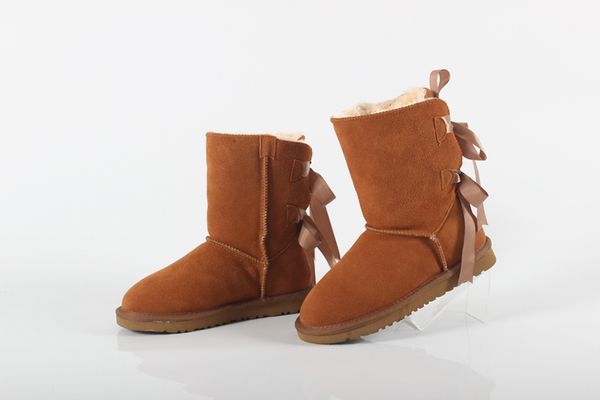 

2019 aaa new 13 ugg boot bow cla ic erie women genuine leather hort full wool boot luxury women now boot 3280, Black