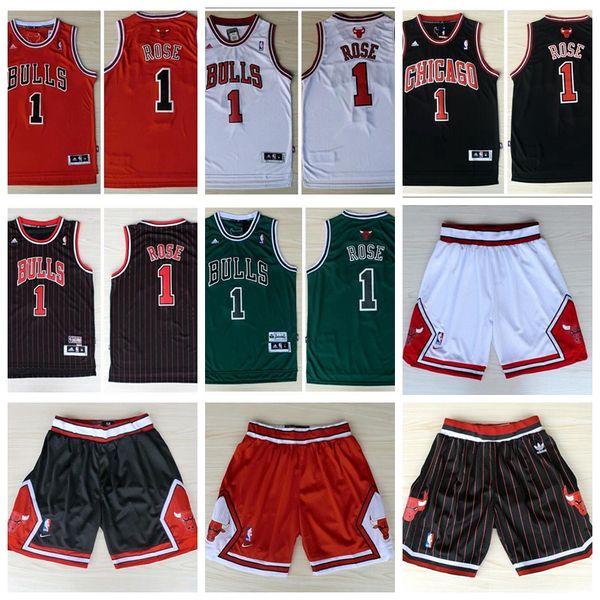 

men chicago bulls 1 rose vintage black red white swingman embroidered jersey