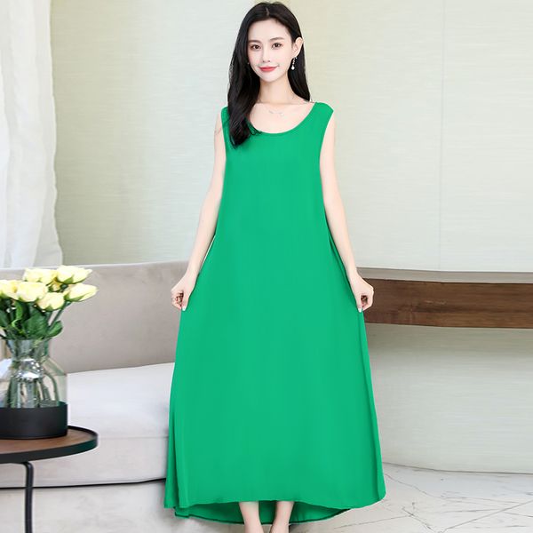 

summer women plus size dress 2020 korean casual sleeveless party dress elegant vintage long summer clothes for women, Black;gray
