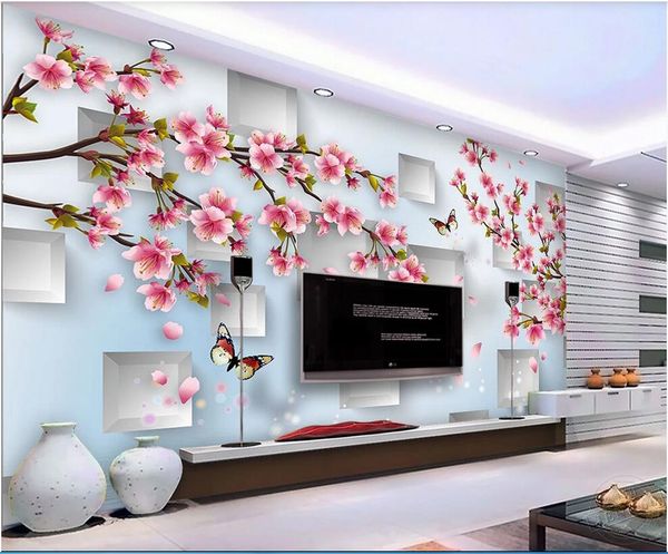 

wdbh 3d wallpaper custom p peach blossom branch square elegant fashion garden 3d background home decor 3d murals wallpaper for walls