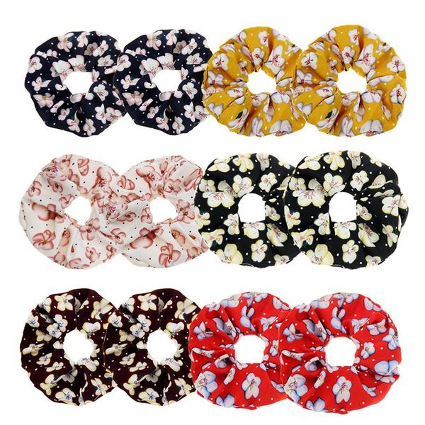 Ins Hair Scrunchies Newest Tie Dye Hair Band Stretchy Flower