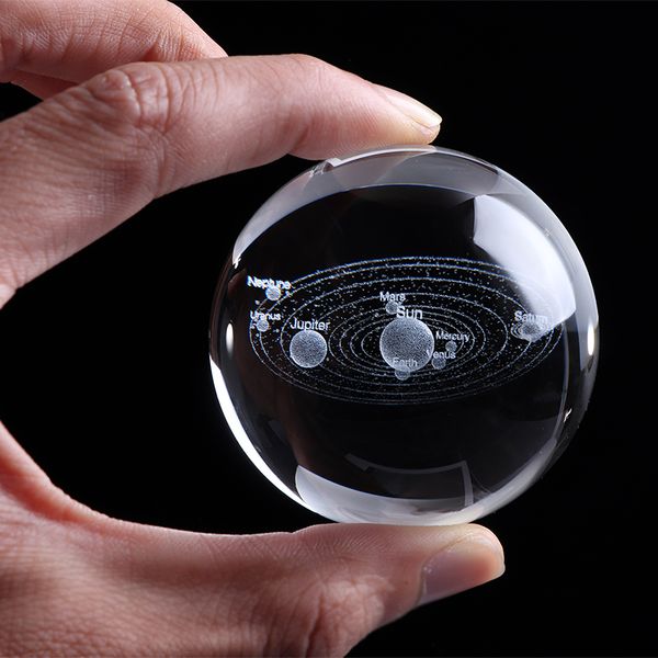 

3d solar system crystal ball planets glass ball laser engraved globe miniature model home decor astronomy gift ornament