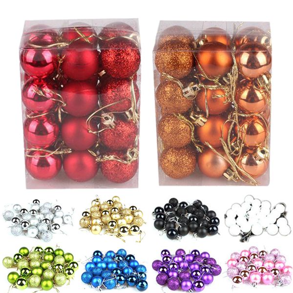 

24pcs christmas xmas tree ball 30mm bauble hanging home party ornament decor craft gifts party decor pendants wholesale 40ot25