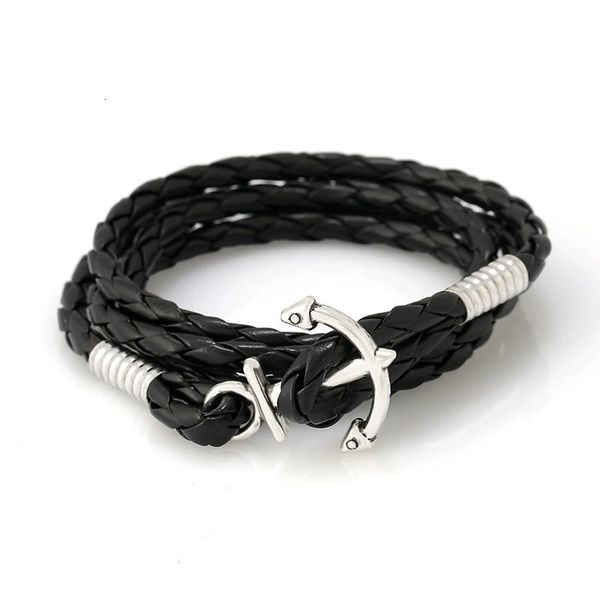 

lovers bracelet anchor connect pu weave bracelet concise personality men and women ornaments, Golden;silver